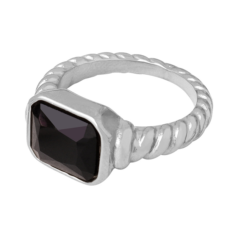 European Small Unique Pattern Geometric Inlaid Design Fashion Titanium Steel Gold Plated Ring for Women - Image 5