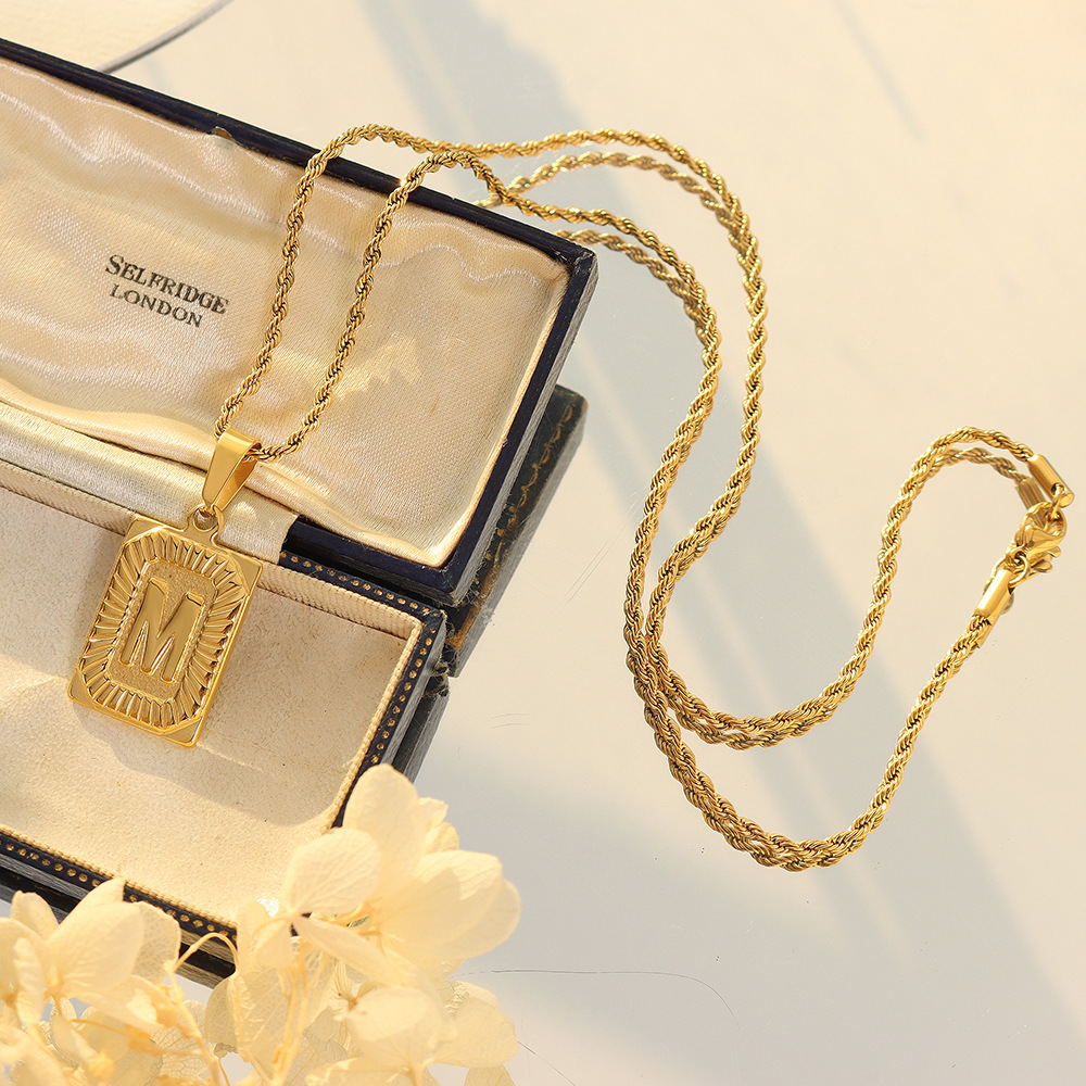 European Ins Minimalist Vintage Tag Necklace 18K PVD Gold Plated Stainless Steel Jewelry for Women - Image 15