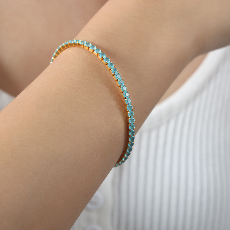 Luxe Full Zircon Design Bracelet 18K PVD Gold Plated Titanium Steel Jewelry Wholesale - Image 12