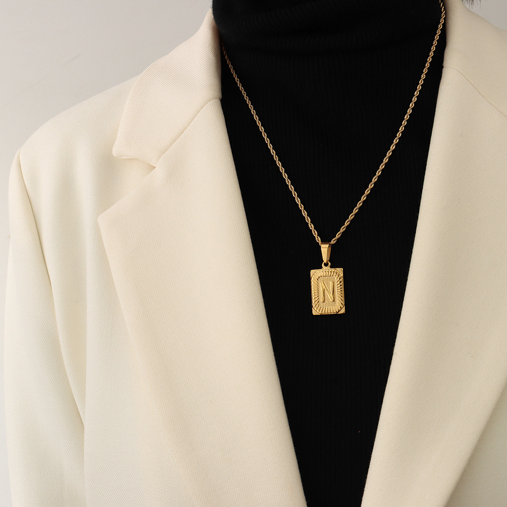 European Ins Minimalist Vintage Tag Necklace 18K PVD Gold Plated Stainless Steel Jewelry for Women - Image 16