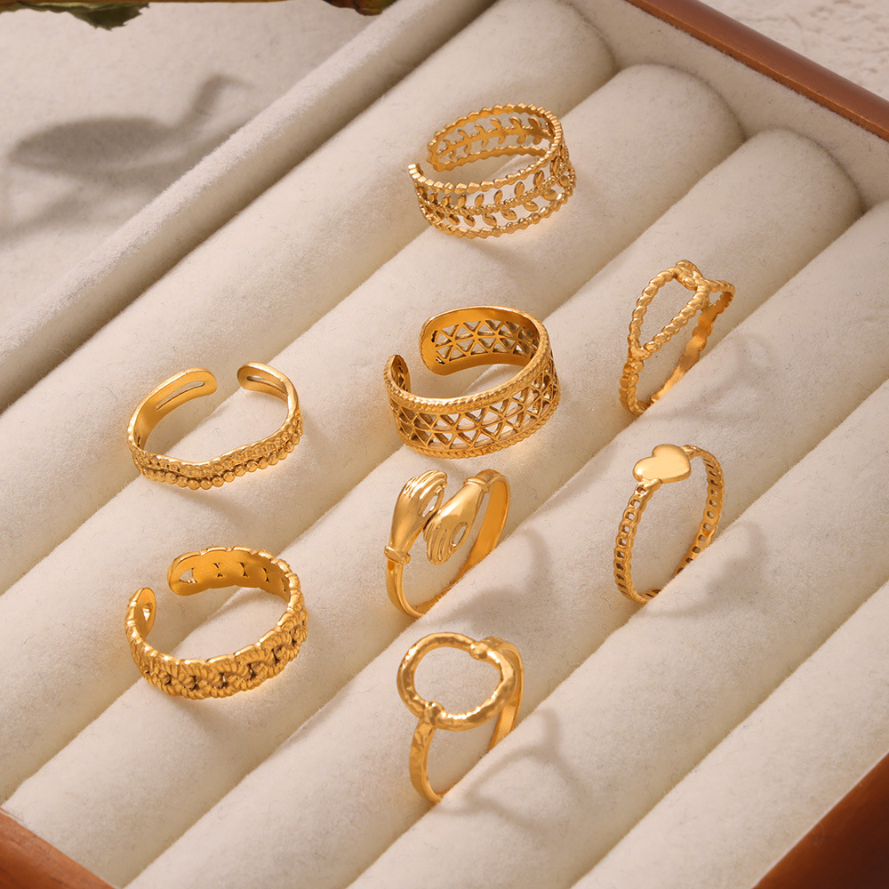 New Trendy Bold Minimalist Design Titanium Steel 18K PVD Gold Plated Open Ring Wholesale for Women - Image 3