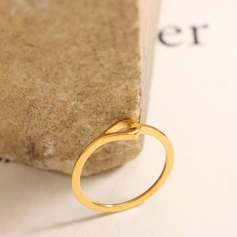 Small Delicate Solid Circle Versatile Hollow Heart Ring with Titanium Steel 18K PVD Gold Plated Friendship Matching Rings - Image 2