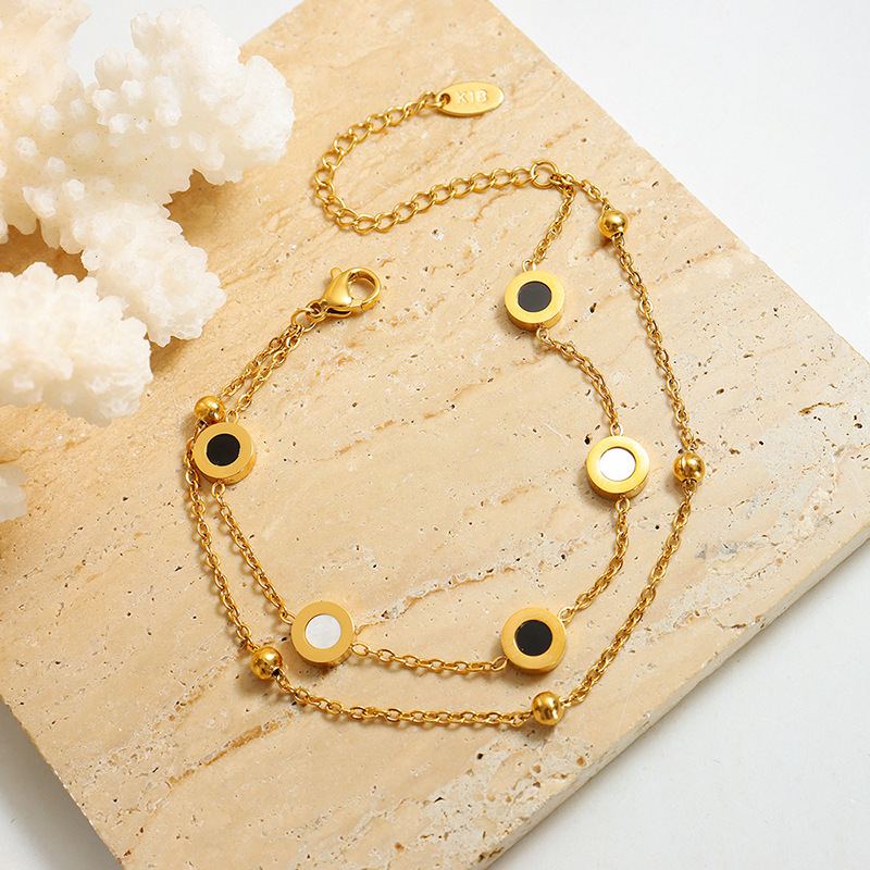 Roman Minimalist Design Bracelet for Women 18K PVD Gold Plated Titanium Steel - Image 2
