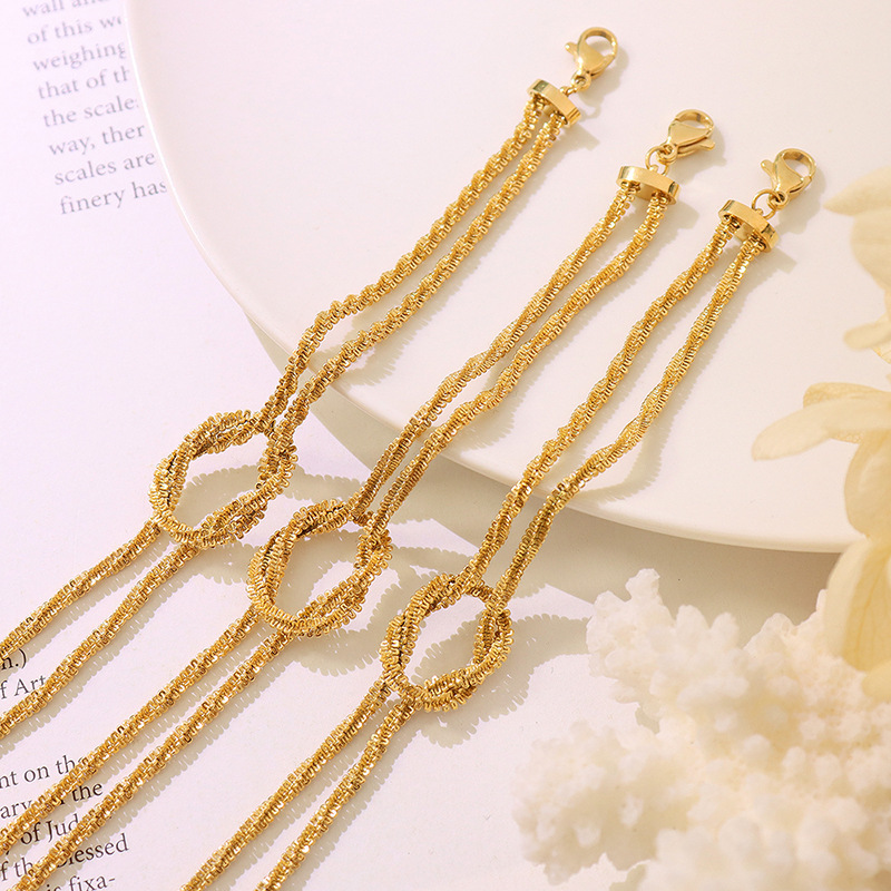 Cross Geometric Knot Bracelet 18K PVD Gold Plated Titanium Steel Minimalist Jewelry for Women - Image 2