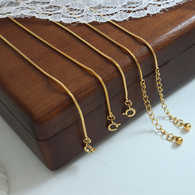 Simple Titanium Steel Snake Bone Chain Bracelet 18K PVD Gold Plated Design Jewelry for Women - Image 3