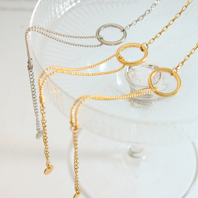 Round Link and Bead Chain Bracelet 18K PVD Gold Plated Titanium Steel Jewelry - Image 2
