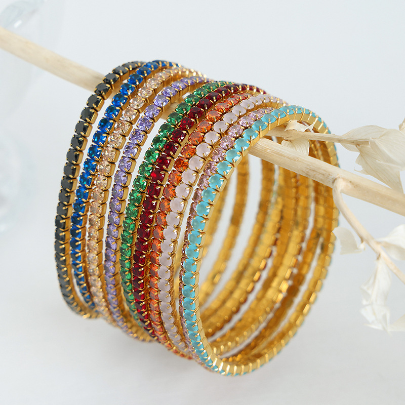 Luxe Full Zircon Design Bracelet 18K PVD Gold Plated Titanium Steel Jewelry Wholesale - Image 4
