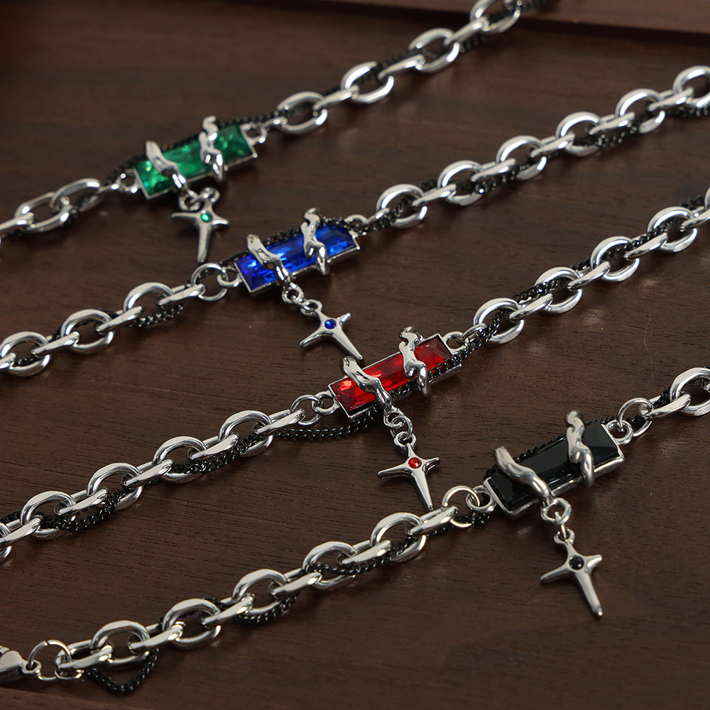 European Vintage Luxury Titanium Steel 18K PVD Gold Plated Fashion Zircon Pendant Bracelet - Image 4