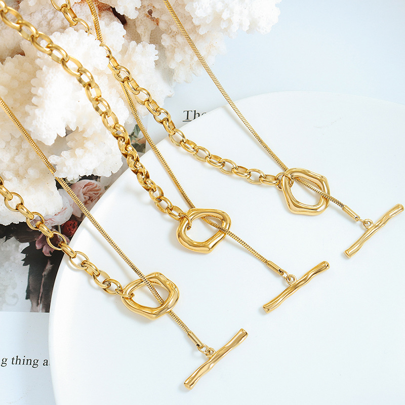 Hot Selling OT Buckle Adjustable Length Chain Sweater Necklace 18K PVD Gold Plated Stainless Steel Trendy Jewelry for Women - Image 2