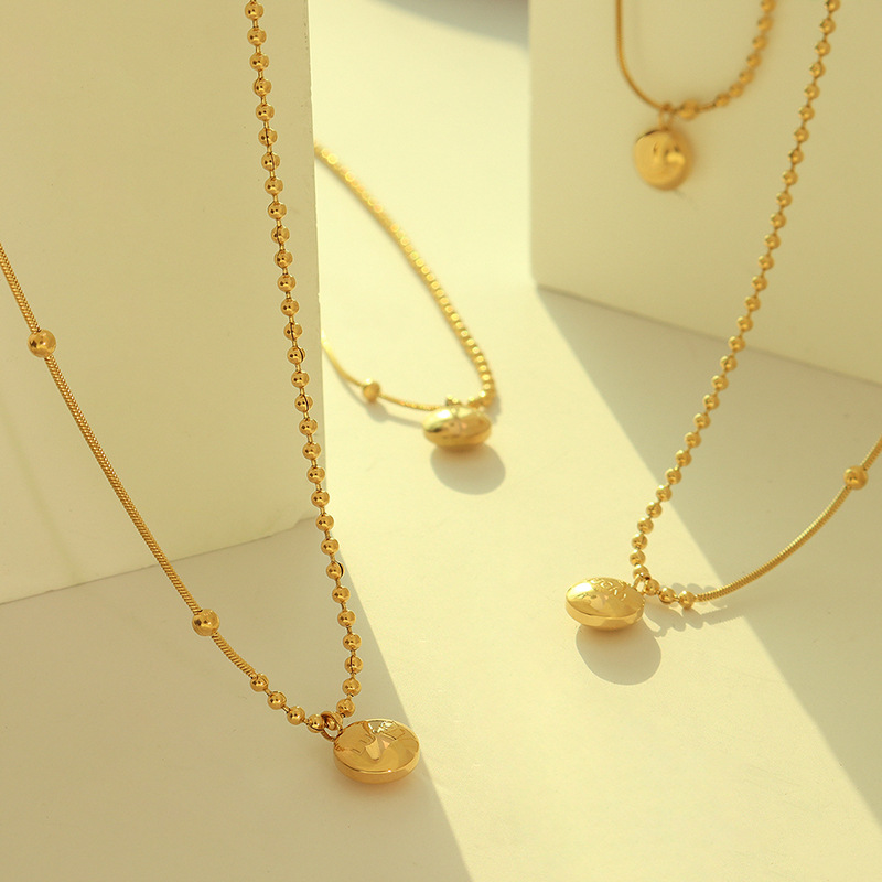 Korean Ins Style Lucky Gold Bean Necklace Trendy Snake Chain Round Bead Choker for Women - Image 2