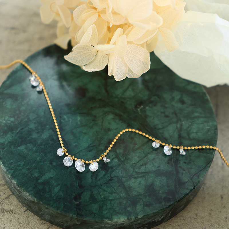 European Ins Minimalist Cold Style Vintage Zircon Pendant Necklace 18K PVD Gold Plated Fashion Choker Necklace for Women - Image 3