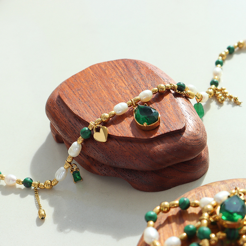 European Court Style Non-Fading Elegant Freshwater Pearl Zircon Turquoise Stone Pendant Necklace 18K PVD Gold Plated Jewelry - Image 2