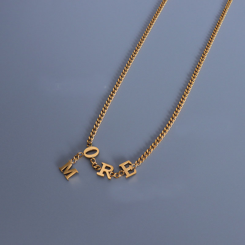 Minimalist Stylish Commuter Elegant Green Design Pendant Jewelry Simple Titanium Steel Gold Plated Necklace for Women - Image 3