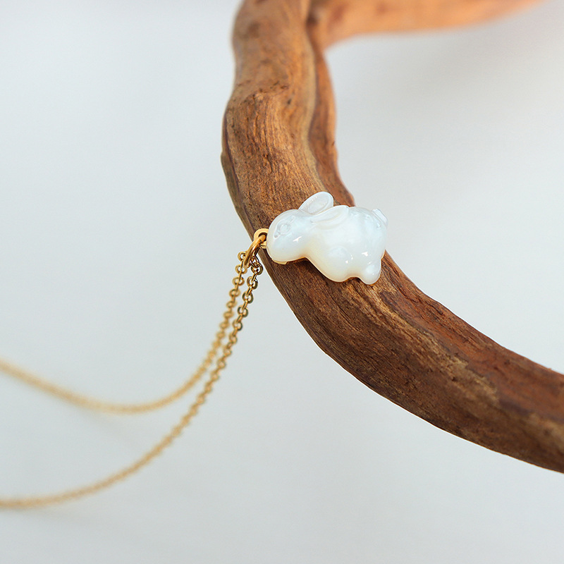 Influencer Style Cute Little Rabbit Pendant Necklace Fashionable Elegant Versatile Fairy Jewelry - Image 2