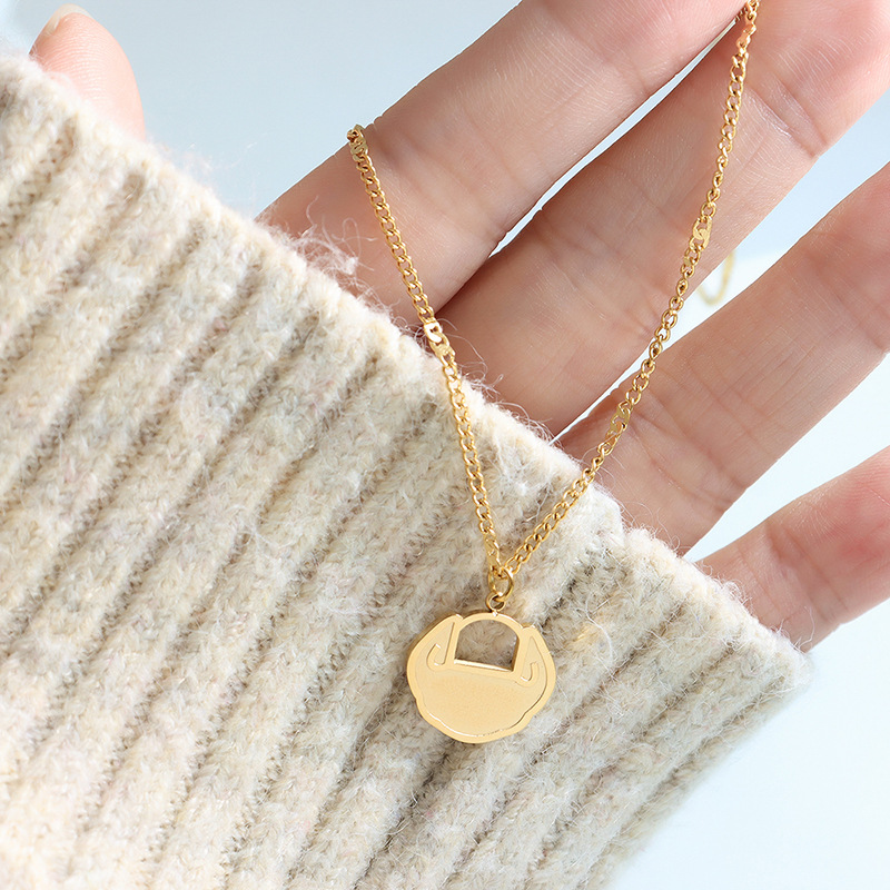 Chinese Style National Trend Lucky Lock Necklace Hammered Chain Titanium Steel Jewelry for Choker - Image 7