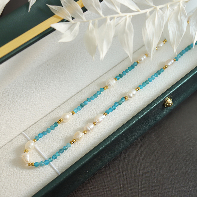 Bohemian Trendy Fashion Commuter Color Stone Pearl Necklace Retro Style Jewelry - Image 2