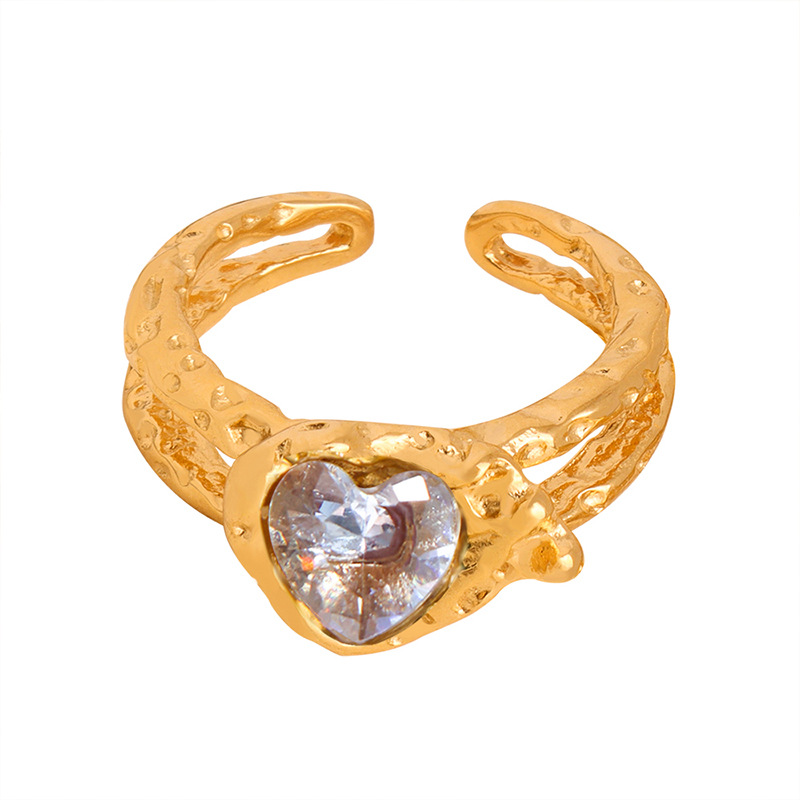 European Small Unique Pattern Geometric Inlaid Design Fashion Titanium Steel Gold Plated Ring for Women - Image 8