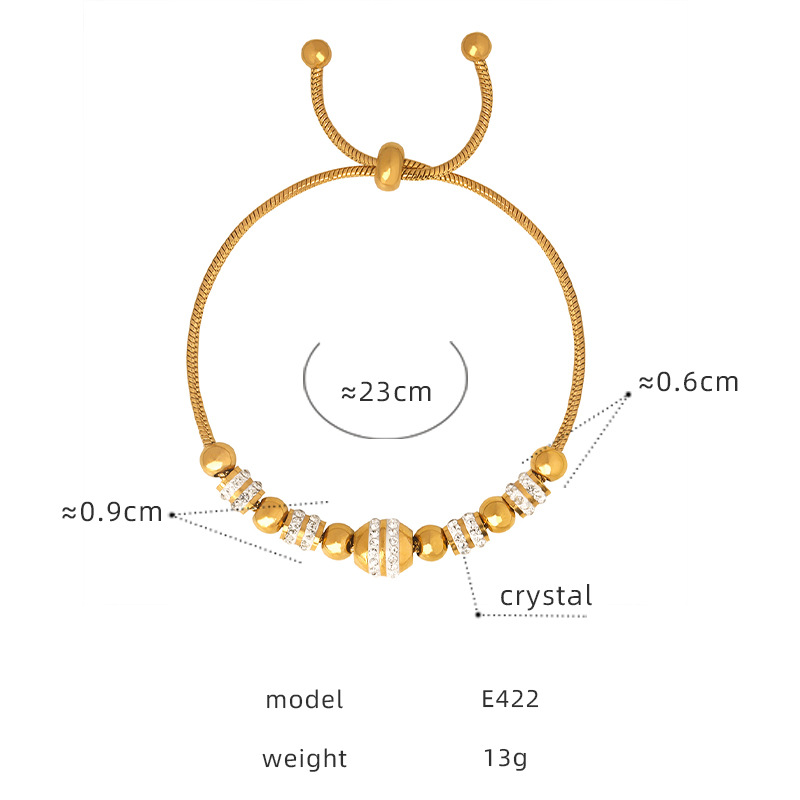 Trendy Zircon Inlaid Beaded Bracelet 18K PVD Gold Plated Titanium Steel Luxe Fashion Jewelry - Image 22