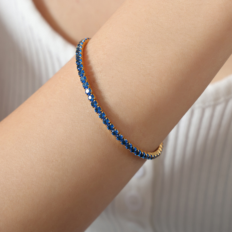Luxe Full Zircon Design Bracelet 18K PVD Gold Plated Titanium Steel Jewelry Wholesale - Image 10
