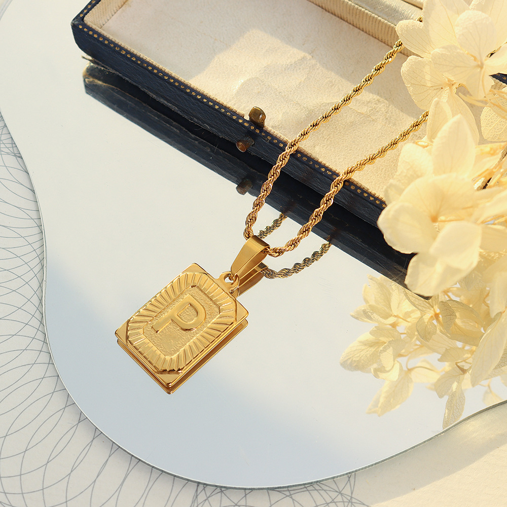 European Ins Minimalist Vintage Tag Necklace 18K PVD Gold Plated Stainless Steel Jewelry for Women - Image 18