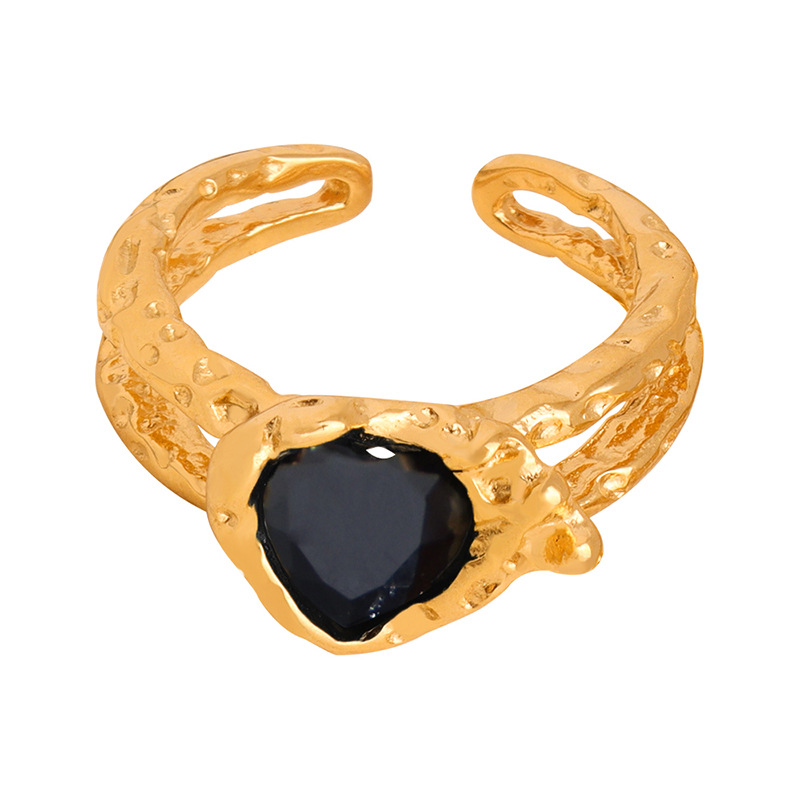 European Small Unique Pattern Geometric Inlaid Design Fashion Titanium Steel Gold Plated Ring for Women - Image 9