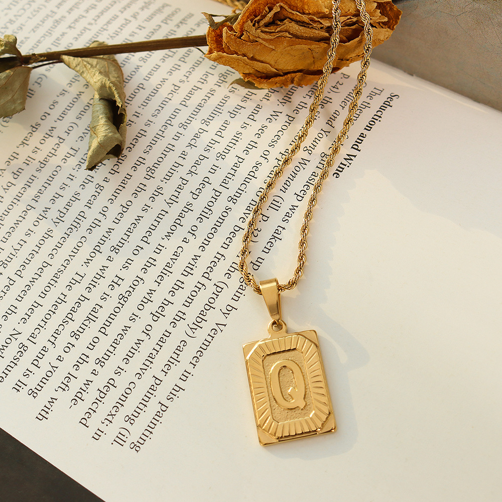 European Ins Minimalist Vintage Tag Necklace 18K PVD Gold Plated Stainless Steel Jewelry for Women - Image 19