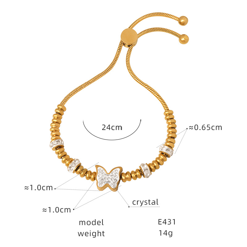 Trendy Zircon Inlaid Beaded Bracelet 18K PVD Gold Plated Titanium Steel Luxe Fashion Jewelry - Image 24