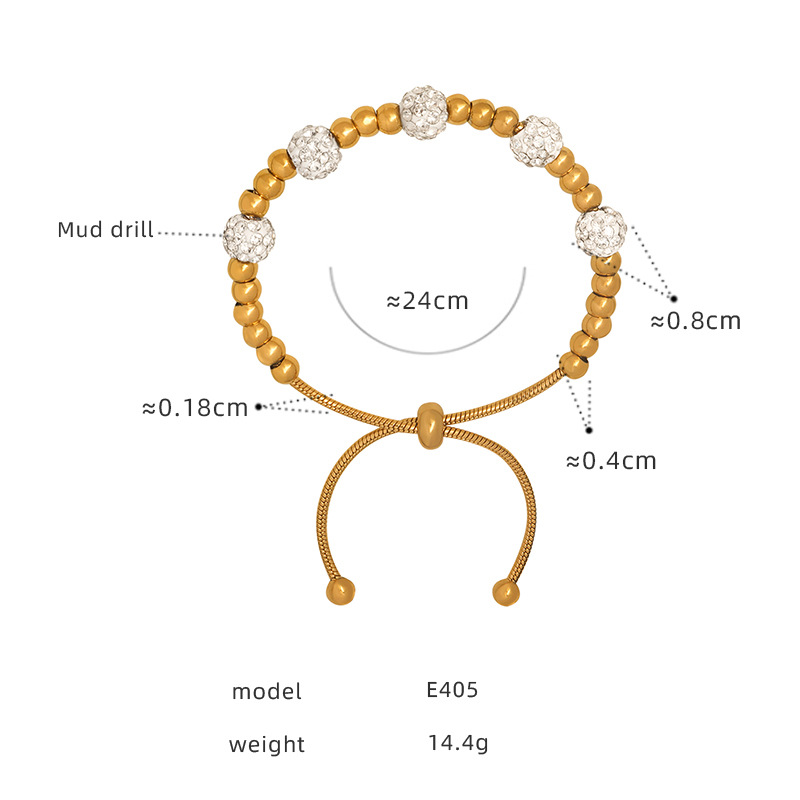 Trendy Zircon Inlaid Beaded Bracelet 18K PVD Gold Plated Titanium Steel Luxe Fashion Jewelry - Image 25
