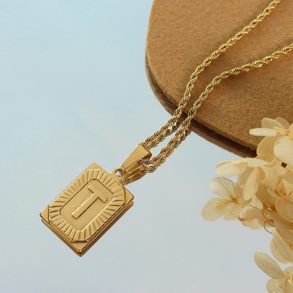 European Ins Minimalist Vintage Tag Necklace 18K PVD Gold Plated Stainless Steel Jewelry for Women - Image 22