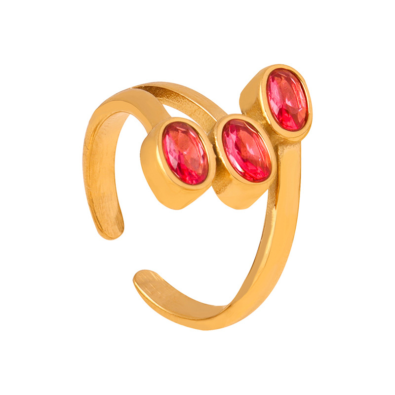 European Small Unique Pattern Geometric Inlaid Design Fashion Titanium Steel Gold Plated Ring for Women - Image 13