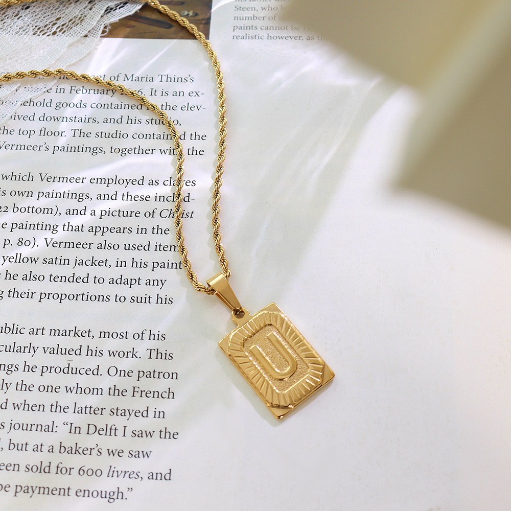 European Ins Minimalist Vintage Tag Necklace 18K PVD Gold Plated Stainless Steel Jewelry for Women - Image 23