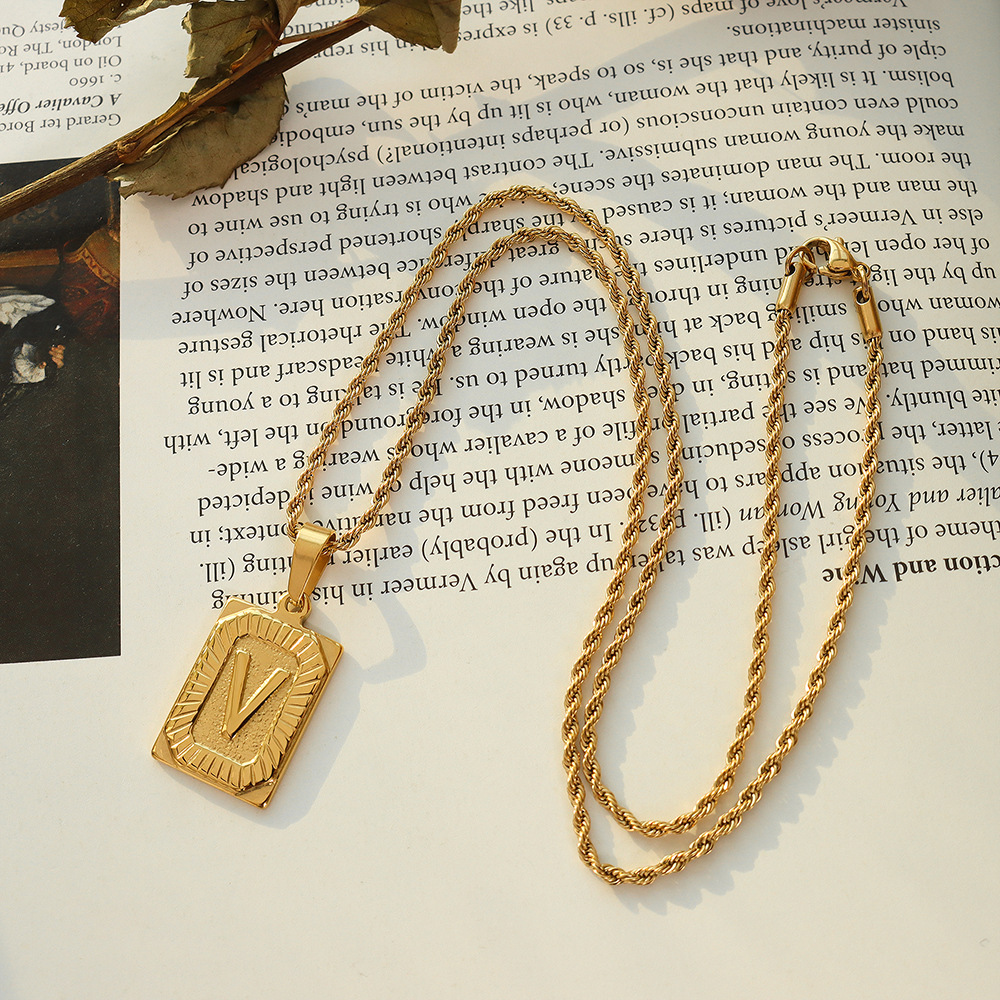European Ins Minimalist Vintage Tag Necklace 18K PVD Gold Plated Stainless Steel Jewelry for Women - Image 24
