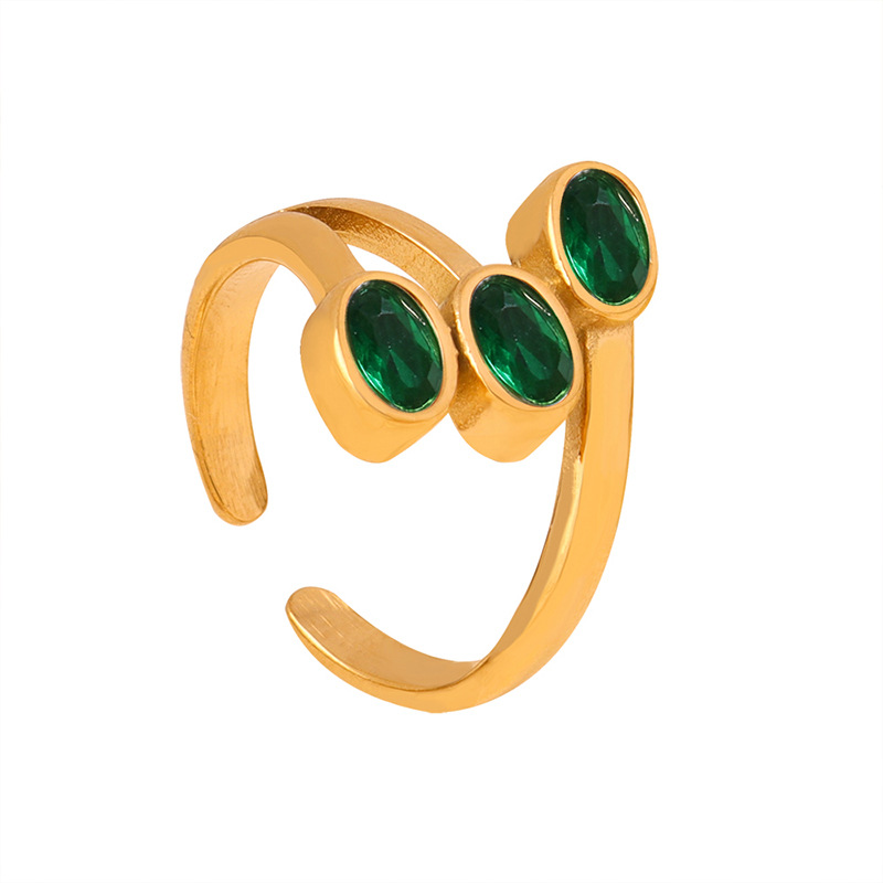 European Small Unique Pattern Geometric Inlaid Design Fashion Titanium Steel Gold Plated Ring for Women - Image 14