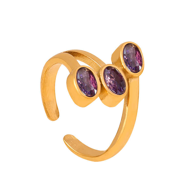 European Small Unique Pattern Geometric Inlaid Design Fashion Titanium Steel Gold Plated Ring for Women - Image 15
