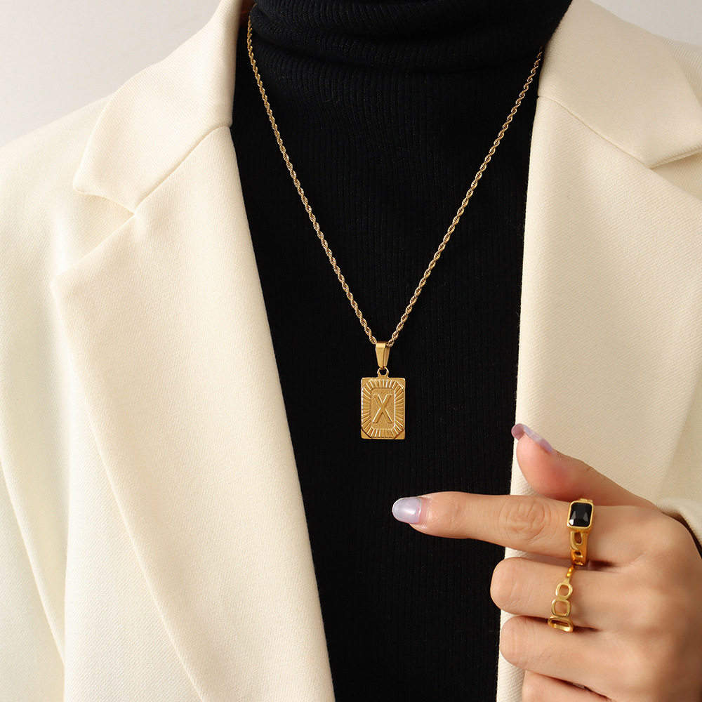 European Ins Minimalist Vintage Tag Necklace 18K PVD Gold Plated Stainless Steel Jewelry for Women - Image 26