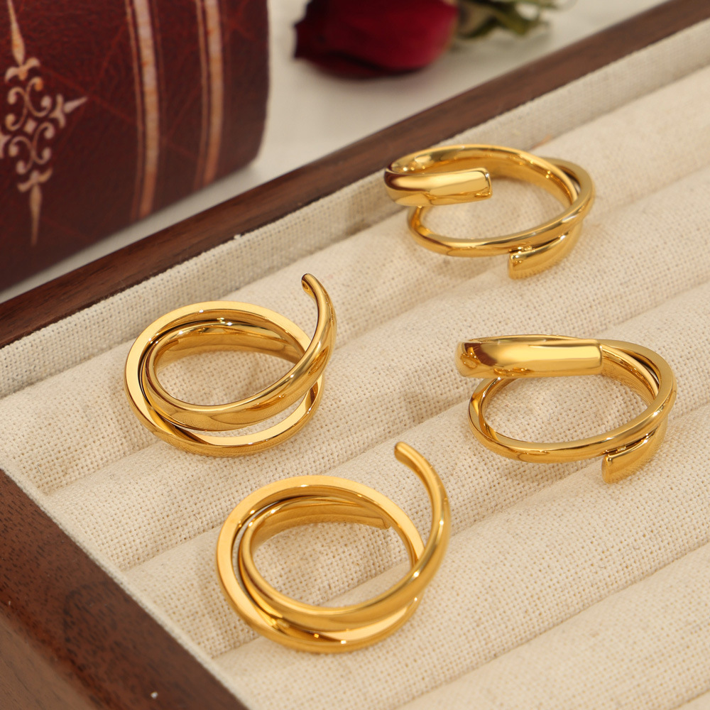 INS Style Minimalist Titanium Steel Gold Plated Irregular Fashion Ring Jewelry Wholesale - Image 2