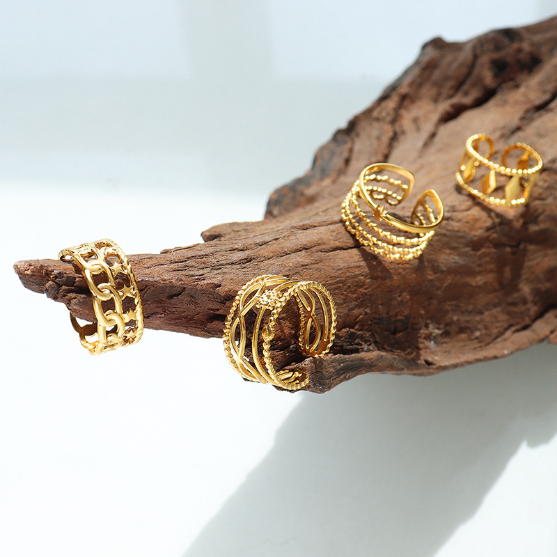 Hot Selling Open Titanium Steel Gold Plated Geometric Style Mixed Fashion Trendy Rings for Hiphop Lovers - Image 13