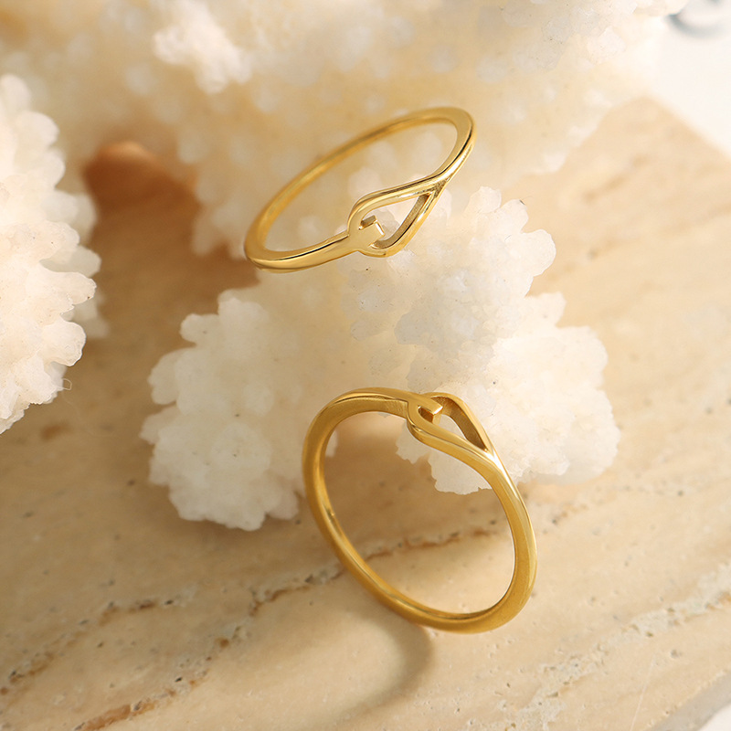 Small Delicate Solid Circle Versatile Hollow Heart Ring with Titanium Steel 18K PVD Gold Plated Friendship Matching Rings - Image 3