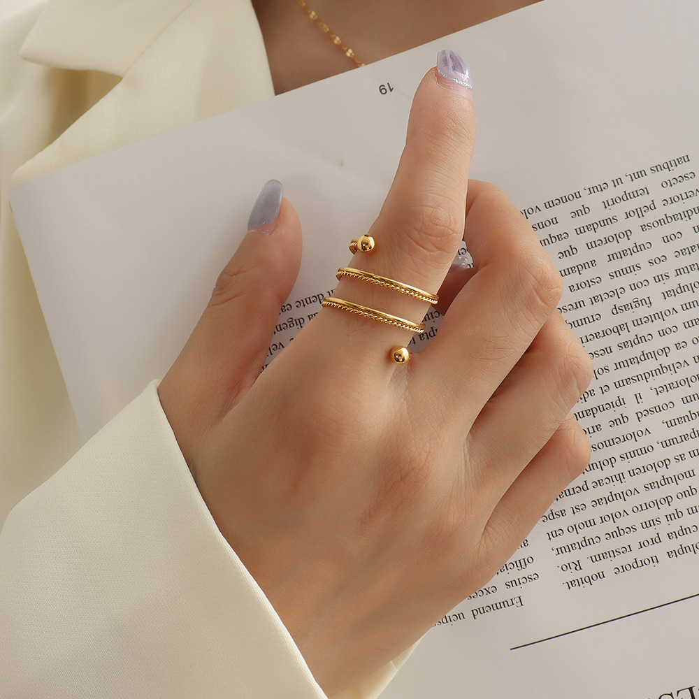 French Small Design Double Layer Spring Twisted Ring Versatile Finger Ring with Titanium Steel 18K PVD Gold Plating - Image 3