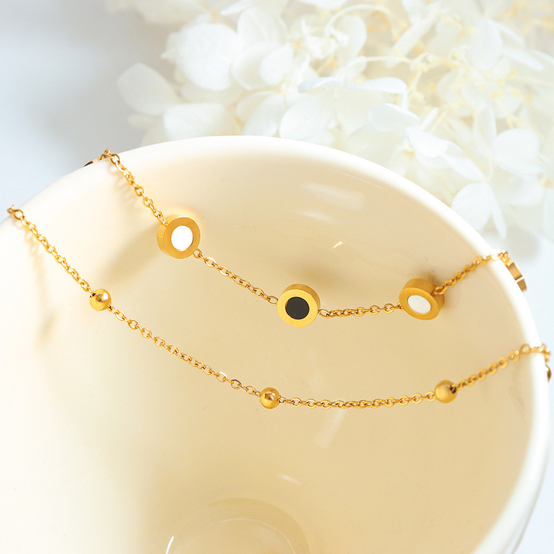 Roman Minimalist Design Bracelet for Women 18K PVD Gold Plated Titanium Steel - Image 3