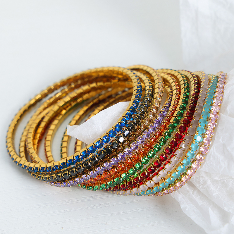 Luxe Full Zircon Design Bracelet 18K PVD Gold Plated Titanium Steel Jewelry Wholesale - Image 3