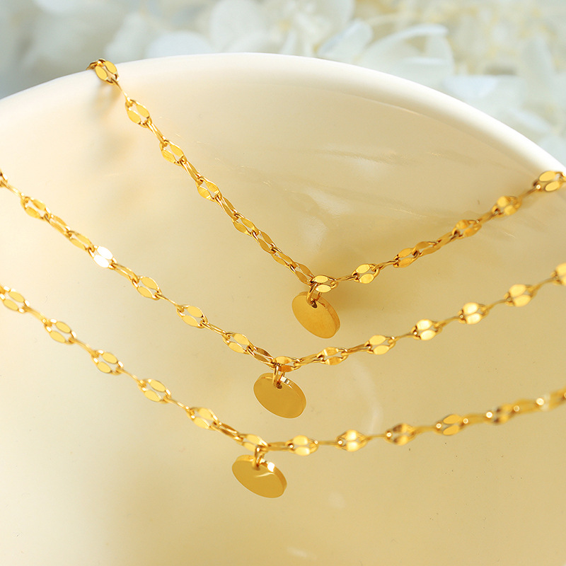 Minimalist Luxe Circle Disc Bracelet 18K PVD Gold Plated Titanium Steel Jewelry for Women - Image 3