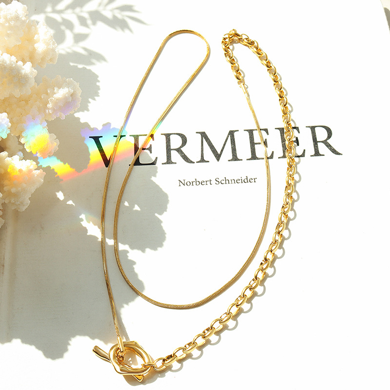 Hot Selling OT Buckle Adjustable Length Chain Sweater Necklace 18K PVD Gold Plated Stainless Steel Trendy Jewelry for Women - Image 3