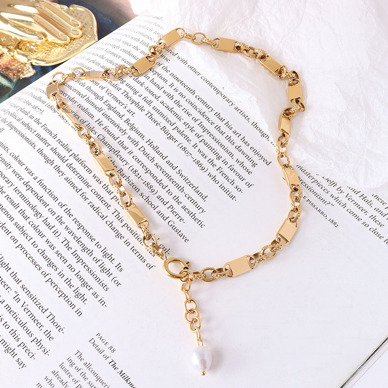 Korean Ins Freshwater Pearl Choker Necklace Titanium Steel 18K PVD Gold Plated Neck Chain Jewelry - Image 3