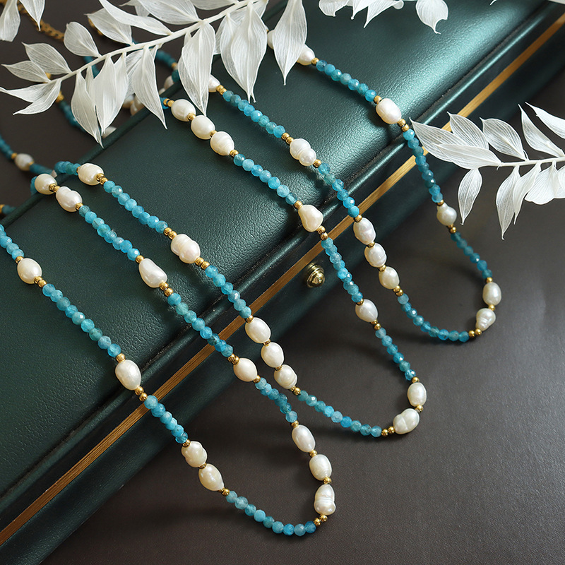 Bohemian Trendy Fashion Commuter Color Stone Pearl Necklace Retro Style Jewelry - Image 3
