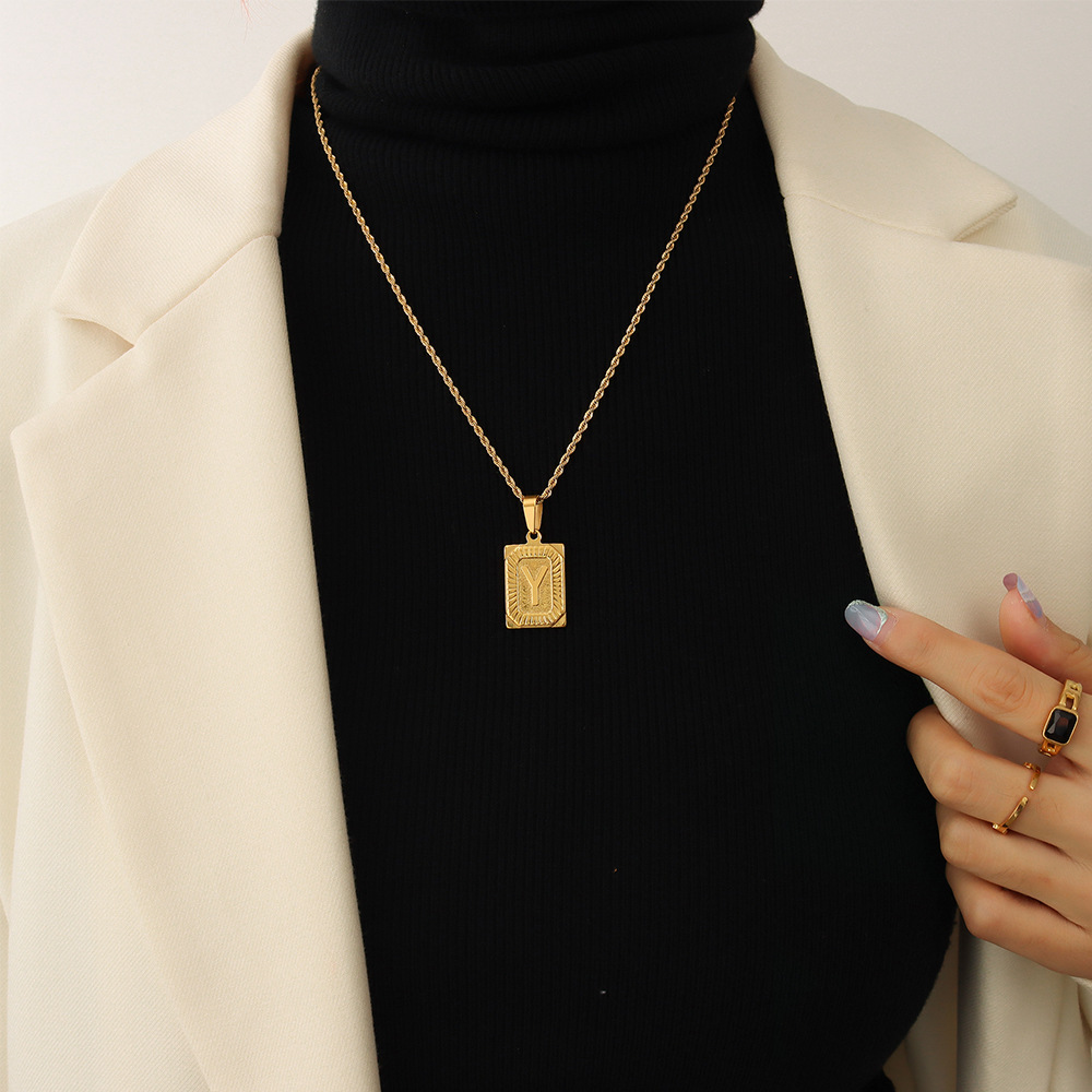 European Ins Minimalist Vintage Tag Necklace 18K PVD Gold Plated Stainless Steel Jewelry for Women - Image 27