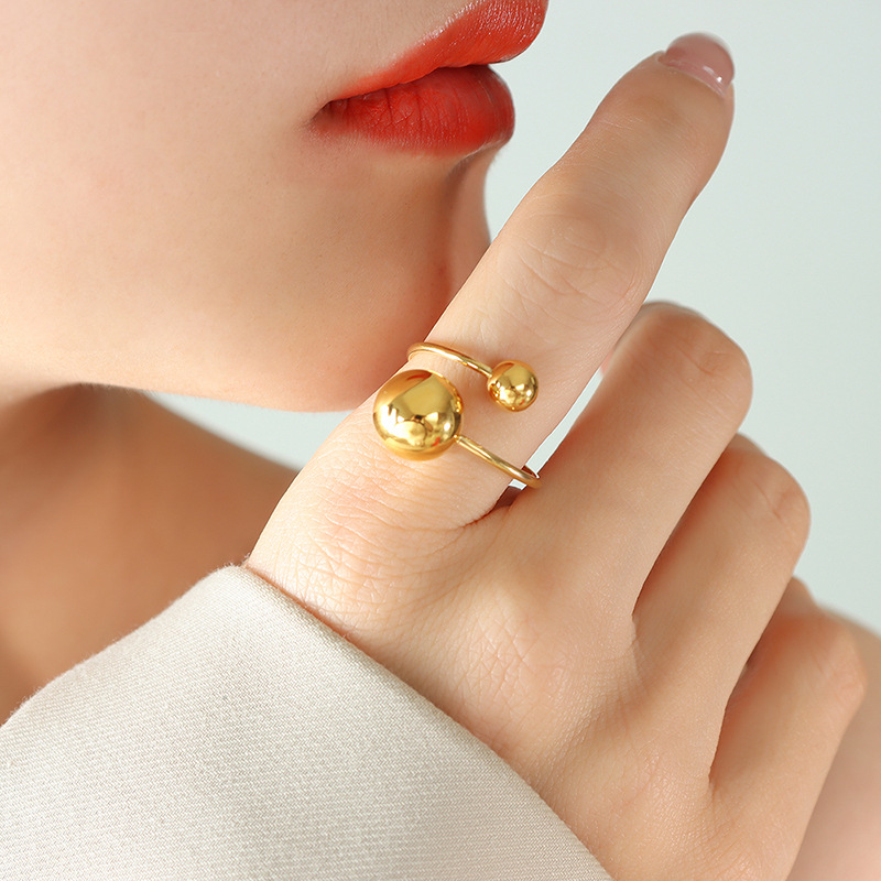 Fashionable Personalized Single Ring with Titanium Steel Bead Design for Women Trendy Ring Jewelry 2025 Collection - Image 4