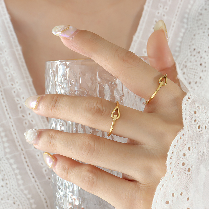 Small Delicate Solid Circle Versatile Hollow Heart Ring with Titanium Steel 18K PVD Gold Plated Friendship Matching Rings - Image 5