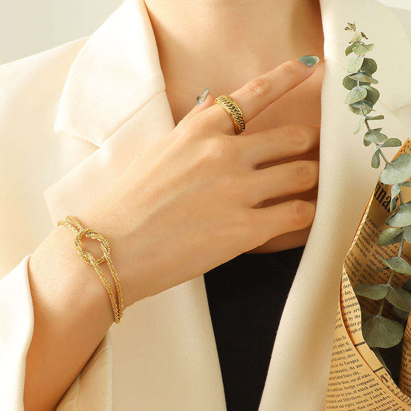 Cross Geometric Knot Bracelet 18K PVD Gold Plated Titanium Steel Minimalist Jewelry for Women - Image 4