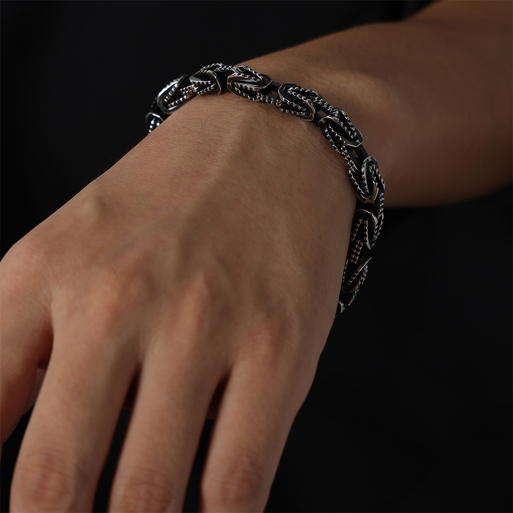 European Style Distressed Vintage Heavy Metal Bracelet 18K PVD Gold Plated Titanium Steel Jewelry - Image 5